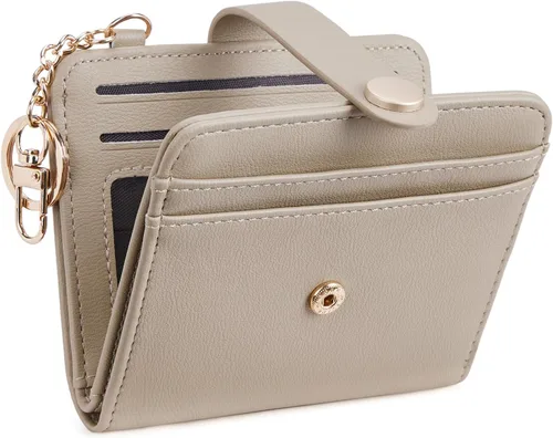Vista 26 de POIUGOYA Billetera delgada para mujer, con bloqueo RFID, plegable, tarjetero con cremallera y bolsillo para monedas, ventana para identificación