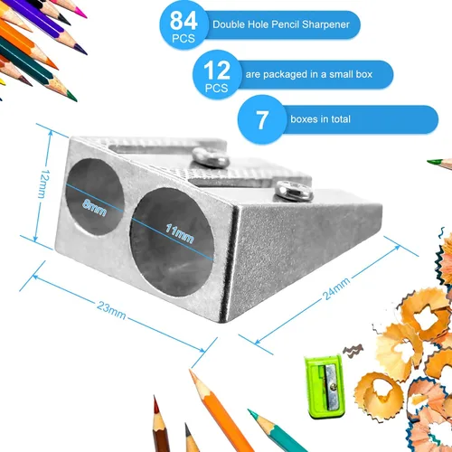 Vista 2 de 84 sacapuntas de doble agujero, sacapuntas manuales de aleación de aluminio, sacapuntas de metal, sacapuntas de mano, sacapuntas manual pequeño