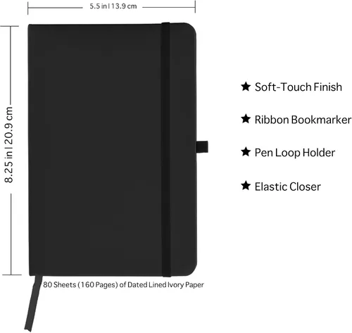 Vista 3 de ExpressDesigns™ - Juego de regalo de bolígrafos personalizados con diario - 2 bolígrafos de metal suave al tacto con cuaderno - Grabado Negro