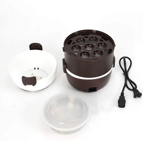Vista 4 de Calentador eléctrico para alimentos con 3 capas, portátil, olla de arroz, recipientes de acero inoxidable para calentar la oficina en casa, vapor