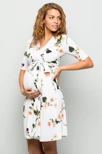 Vista 4 de My Bump - Vestido de mujer envolvente de maternidad, para lactancia con estampado, para Baby Shower para mujer