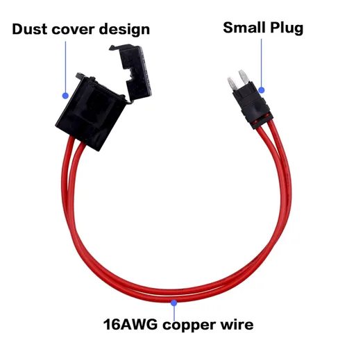 Vista 4 de Compatible con 5 conectores de portafusibles de automóvil especializados 32V 16 AWG 30A, tipo mini hoja de perfil bajo para paneles de caja