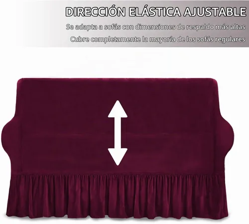 Vista 5 de NICEEC Funda para sofá biplaza, súper suave, 1 pieza, color rojo vino, elástica, universal, de elastano, para sala de estar, fácil ajuste, lavable
