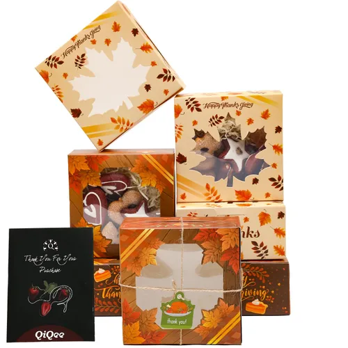 Vista 9 de qiqee Cajas de galletas negras con ventana, 36 paquetes de 6 x 6 x 3, caja de pastelería negra para recuerdos de boda, cumpleaños y fiesta