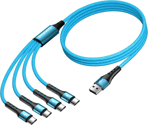 Vista 8 de SIQIWO Cable multiUSB C de carga rápida, [paquete de 4 pies/2] QC 3.0 (3A), cable divisor USB C, cable de carga 4 en 1 con 4 puertos tipo C
