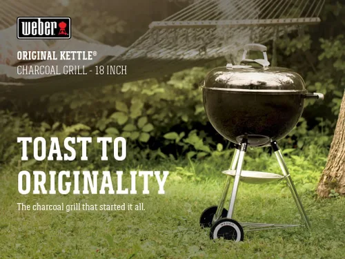 Vista 2 de Weber Original Kettle - Parrilla de carbón para cocinar y barbacoa al aire libre, 18 pulgadas, color negro