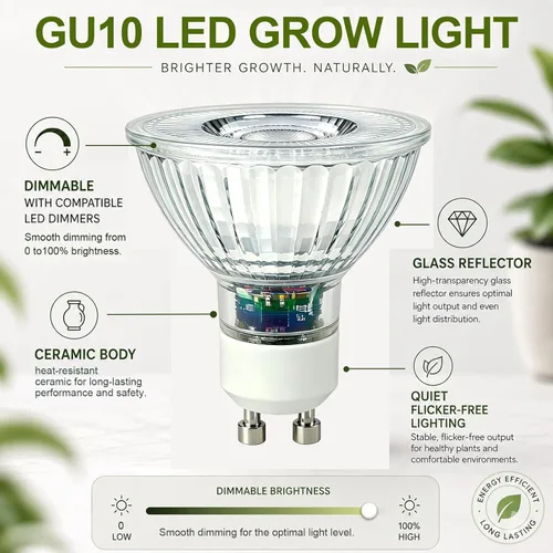 Vista 7 de Bombilla LED GU10 para cultivo, espectro completo regulable para Blanco marfil