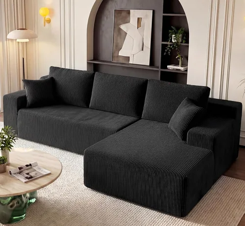 Vista 13 de Sofás seccionales sin estructura de 106 pulgadas para sala de estar, sofá modular en forma de L con asiento profundo de gran tamaño con chaise Beige