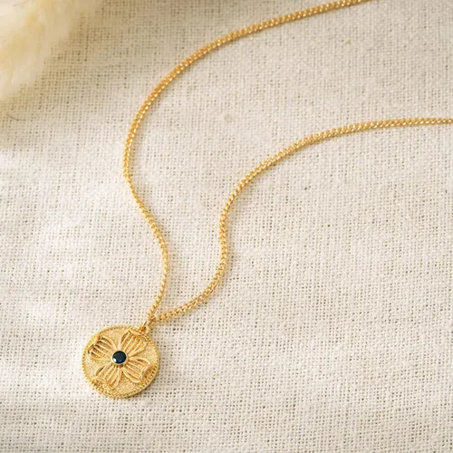 Vista 6 de MTMY Collar de flores chapado en oro de 14 quilates para mujer, delicado collar con colgante de pétalos de circonita cúbica, trébol, copo de nieve
