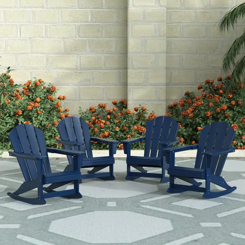 Vista 181 de WestinTrends Silla mecedora Malibu de poliéster para exterior/patio Adirondack, Negra