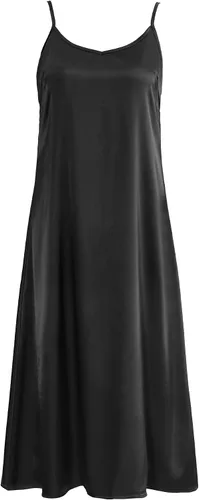 Vista 2 de Xintianji Vestido básico de satén sedoso para mujer, holgado, con cuello en V, sexy, tirantes ajustables, vestidos de camisón