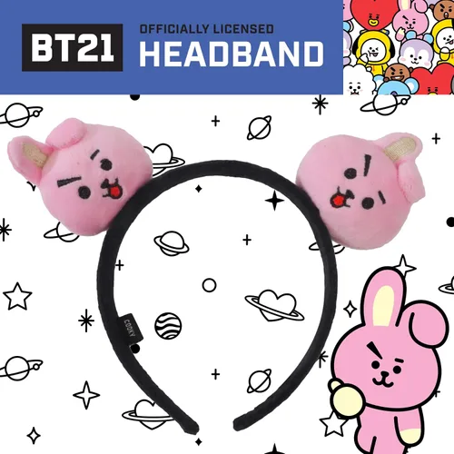 Vista 9 de Concept One BT21 LINE FRIENDS - Diadema bordada de felpa 3D para mujer, Chimmy
