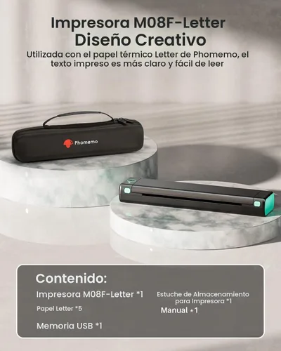 Vista 7 de Phomemo Impresora portátil - Impresora portátil inalámbrica para viajes, compatible con iOS y Android y laptop, mini impresora móvil Bluetooth