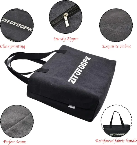 Vista 3 de Bolso de mano de lona para mujer, bolso de hombro estilo hobo casual con cremallera