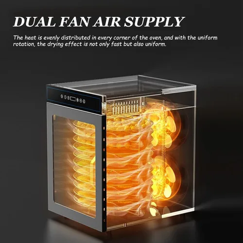 Vista 6 de 1000W 12-Tray Stainless Steel Food Dehydrator with 11.8" Diameter-Large Trays 86-194°F Temp Control, Overheat Protection Efficient for Drying