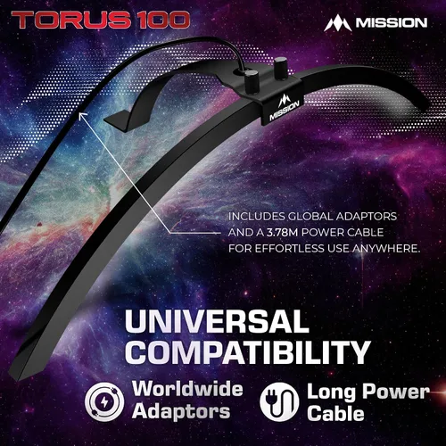 Vista 4 de Mission Darts TOR100 Torus 100 Tablero de Dardos LED Plegable Portátil Sistema de Iluminación de Viaje
