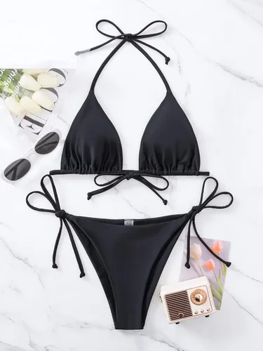 Vista 92 de Rajputana Conjunto de bikini para mujer, traje de baño brasileño de dos piezas con tanga