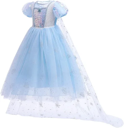 Vista 35 de Frozen - Vestido de princesa Elsa para niñas, disfraz de Halloween, Navidad, cumpleaños, fiesta, vestido de tul con accesorios