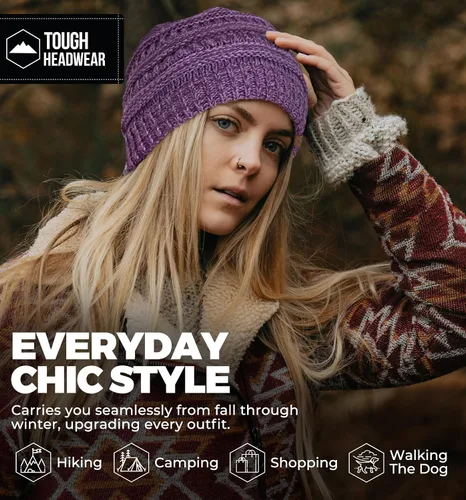 Vista 59 de Gorro de punto para mujer, cálido y suave, elástico, para clima frío de Tough Headwear