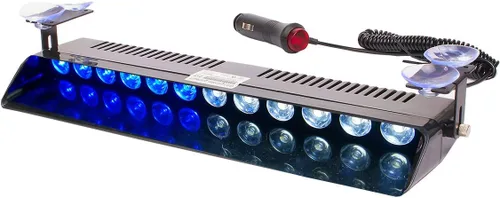 Vista 12 de Luz Estroboscópica de Destello LED Azul de Advertencia de Emergencia con 12 LED, Ventosa para Salpicadero Interior, Techo, Parabrisas, Salpicadero