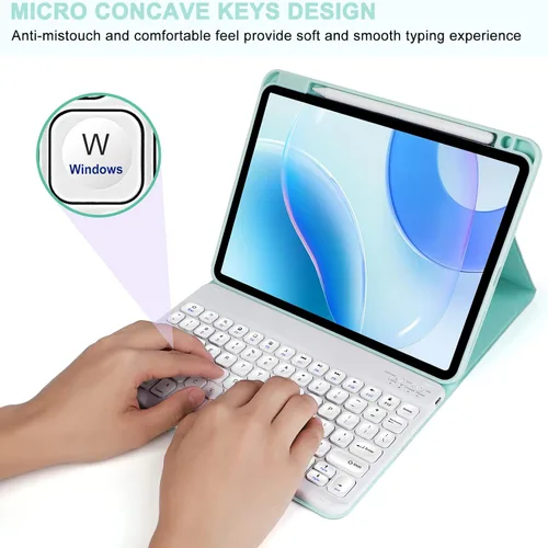 Vista 6 de Funda de teclado para iPad Pro11 "1ª/2ª/3ª/4ª generación con soporte para lápices, compatible con iPad Air4/Air5/Air de 11 pulgadas M2, teclado