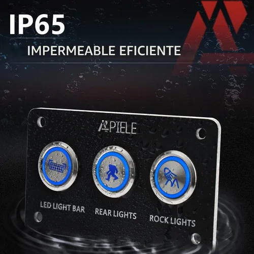 Vista 2 de APIELE Interruptor de botón de presión para barra de luz LED, encendido/apagado SPST, acero inoxidable, 10A, 12V, 24VDC, precableado, 19mm, 0.74