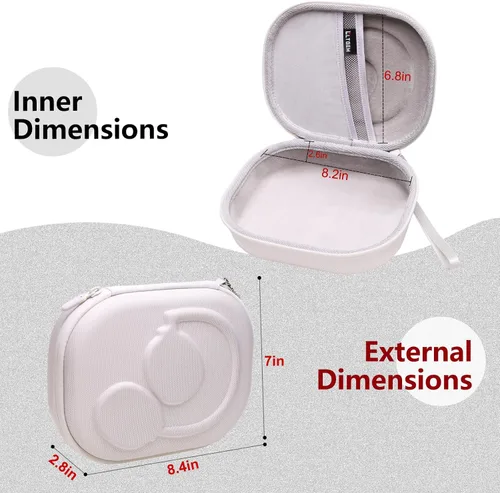 Vista 5 de LTGEM - Funda rígida para auriculares JBL, color blanco, exterior gris y interior gris