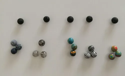 Vista 3 de 200 cuentas sueltas de piedra de lava negra y ágata con patrón de dragón, piedra envejecida, piedra malaquita, cuentas redondas volcánicas de 0.315