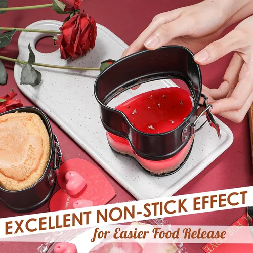 Vista 2 de Webake Springform - Juego de 2 moldes para tartas de queso con forma de corazón de 4 pulgadas, accesorios de Instapot, olla a presión, freidora