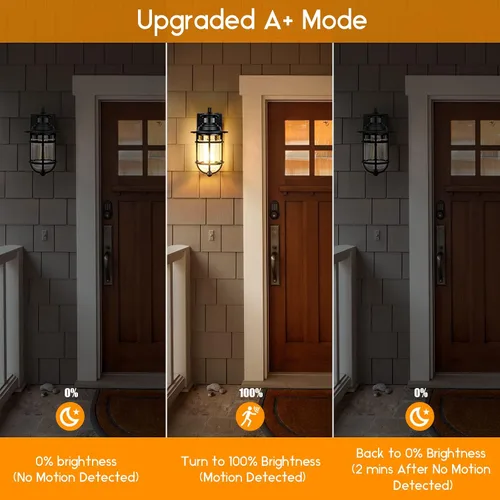 Vista 4 de Farol de pared con sensor de movimiento para exteriores, del anochecer al amanecer, impermeable, con vidrio sembrado, lámpara de montaje en pared