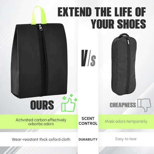 Vista 4 de 1 bolsa de tacos a prueba de olores de 4 capas, se adapta hasta la talla 14, resistente al olor y al barro, impermeable, se adapta a zapatos de Negro