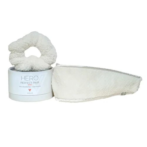 Vista 7 de VOLO Cloud Pink Spa - Juego de diadema y coletero de microfibra ultra suave y absorbente, juego de 2 piezas