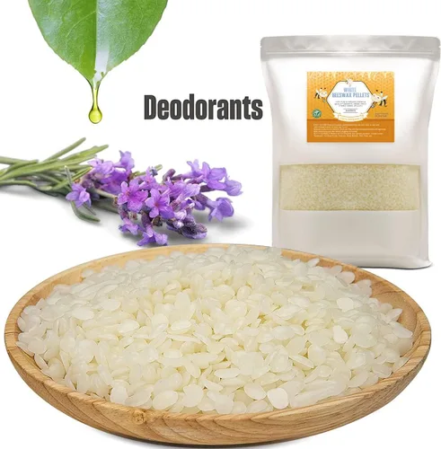 Vista 5 de Pastillas de cera de abeja blanca, pellets de cera de abeja para hacer velas, proyectos de bricolaje (6 libras)