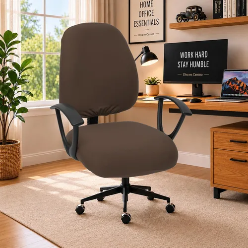 Vista 54 de Fundas elásticas resistentes al agua para sillas de computadora - Protectores lavables para respaldo giratorio y asiento para mascotas - Negro
