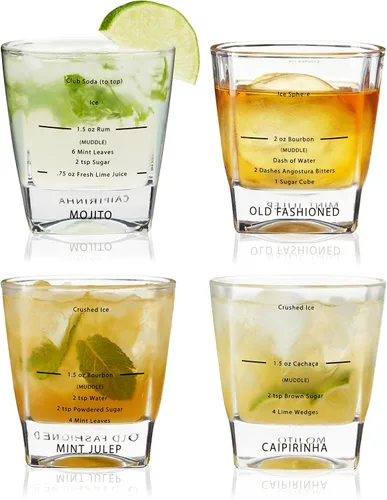 Vista 21 de Vasos altos True, juego de 4 vasos altos de vidrio para cócteles, mojito, té helado, jugos, agua con gas, vasos de cocina, vasos para bar en casa