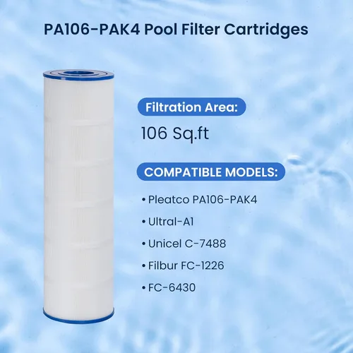 Vista 2 de PA106-PAK4 - Cartuchos de filtro de piscina, repuesto para Hayward SwimClear C4030, C4025, C4020, reemplazo de Hayward CX880XRE, Pleatco PA106