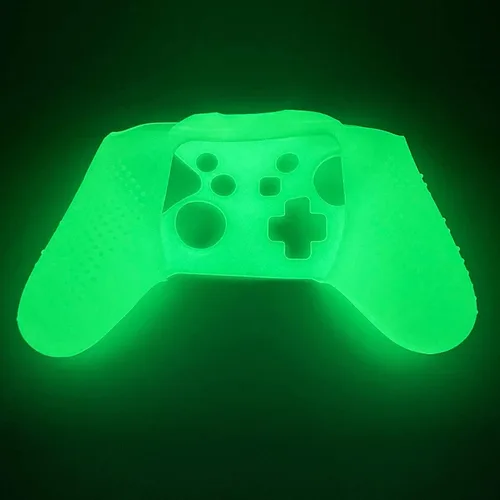 Vista 4 de HLRAO Controller Skins - Funda protectora de silicona que brilla en la oscuridad para Nintendo Switch Pro Controller + 6 Grips Accesorios que