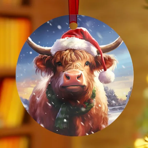 Vista 7 de Baby Highland Cow - Adorno de Navidad familiar (3.5 pulgadas), coleccionable para árbol o adornos colgantes de automóvil