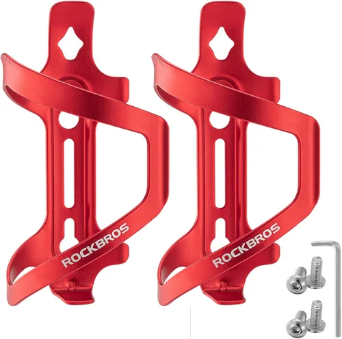 Vista 8 de ROCKBROS Soporte para botella de agua para bicicleta, soporte de jaula de botella de agua de aluminio para bicicleta, soporte para tazas de Negro