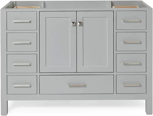 Vista 28 de ARIEL Cambridge Mueble base de tocador de baño de 36 pulgadas, madera maciza, 2 puertas de cierre suave, 5 cajones de cola de milano, roble marrón