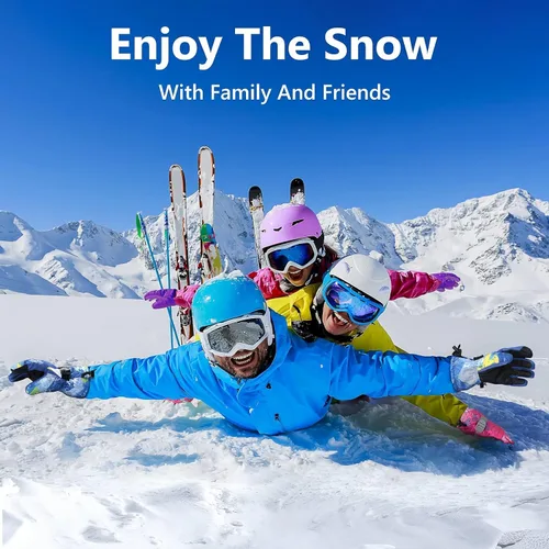 Vista 4 de Guantes de esquí, guantes de nieve impermeables y transpirables más cálidos para clima frío, se adaptan tanto a hombres como a mujeres, para padres