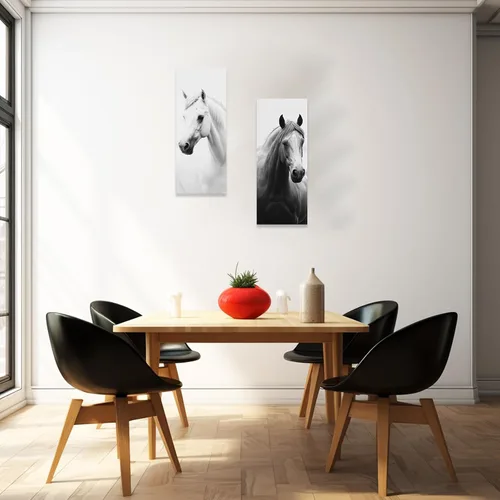 Vista 3 de ZXHYWYM Juego de 2 arte para pared de caballos salvajes, caballos salvajes, retratos, lienzos, pintura en lienzo de animales de granja, marco