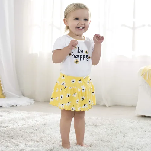 Vista 6 de Gerber Conjunto de calzones camisas y pantalones activos de 4 piezas para niñas pequeñas