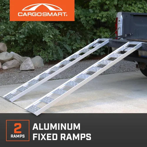 Vista 4 de CARGOSMART Rampa fija recta de aluminio con peldaños (2 unidades) - Carga y descarga de equipos ligeros, tractores de césped, ATV y más, capacidad
