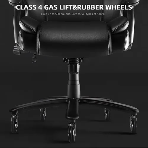 Vista 6 de OFIKA Silla de oficina grande y alta de 500 libras, soporte lumbar ajustable, silla de oficina para personas pesadas, respaldo alto resistente Negro