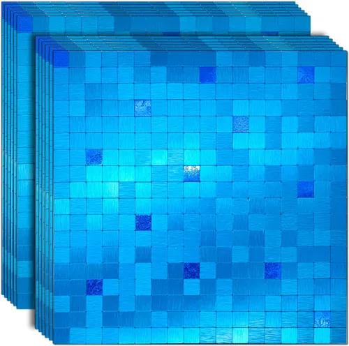 Vista 14 de XUANINY Azulejo autoadhesivo de metal para salpicaduras, azulejo despegar y pegar para cocina con superficie de aluminio cepillado
