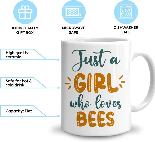 Vista 3 de Hyturtle Regalos personalizados para amantes de las abejas, taza de café de cerámica con nombre personalizado de 11 onzas, idea de regalos lindos