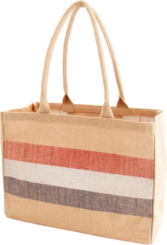 Vista 12 de Bolsa de mano de yute KAF Home para el mercado con asas, Talla única