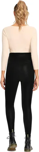 Vista 6 de Foucome Leggings de maternidad de piel sintética de cintura alta elásticos y cómodos mallas sobre el vientre