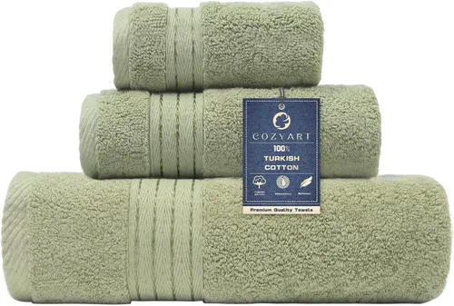 Vista 44 de COZYART - Juego de 6 toallas de baño de algodón turco, color azul claro, suaves, altamente absorbentes y duraderas, 19.17 oz/yd², incluye 2 toallas